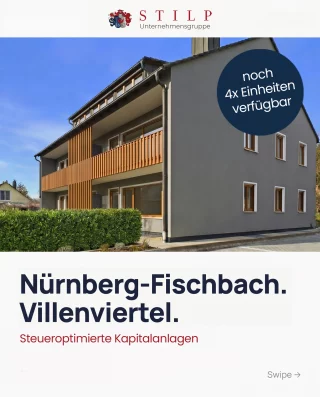 🏡 Steueroptimierte Kapitalanlage in Nürnberg-Fischbach, noch 4 Einheiten verfügbar

✅ Exklusives Kernsanierungsprojekt im begehrten Nürnberger Villenviertel Fischbach
✅ Ruhige Premium-Wohnlage mit hoher Nachfrage & nachhaltiger Vermietbarkeit
✅ Bis zu 62.000 € Erhaltungsaufwand möglich
✅ Zusätzlich 4,55 % lineare AfA durch RNDG möglich
✅ Kaltmieten von ca. 14,50 € - 16,00 €/m²
✅ Verkaufspreise 348.000 € - 583.000 € inkl. Sanierung
✅ Mietrendite ca. 3,45% - 3,7%
✅ Hochwertig kernsanierte Wohnungen mit Balkon und/oder Terrasse
✅ Erstvermietung bereits inklusive
✅ Auf Wunsch Mietverwaltung & Möblierungskonzept für optimierte Mieteinnahmen

👉 Jetzt unverbindlich & kostenfrei informieren!